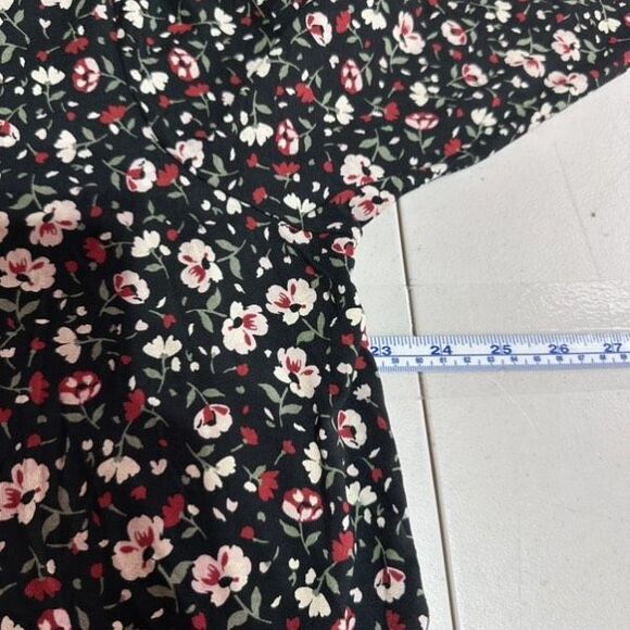 NWT J. Jill Women's Wherever Floral Crew Neck 3/4 Sleeve Blouse Black XL Petite - Picture 11 of 12